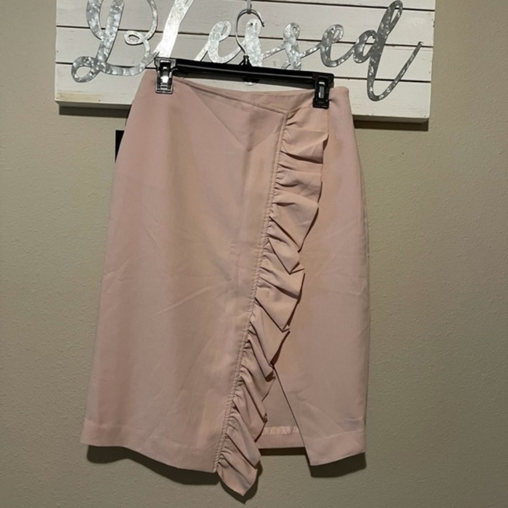 Worthington -rose smoke ruffle pencil skirt